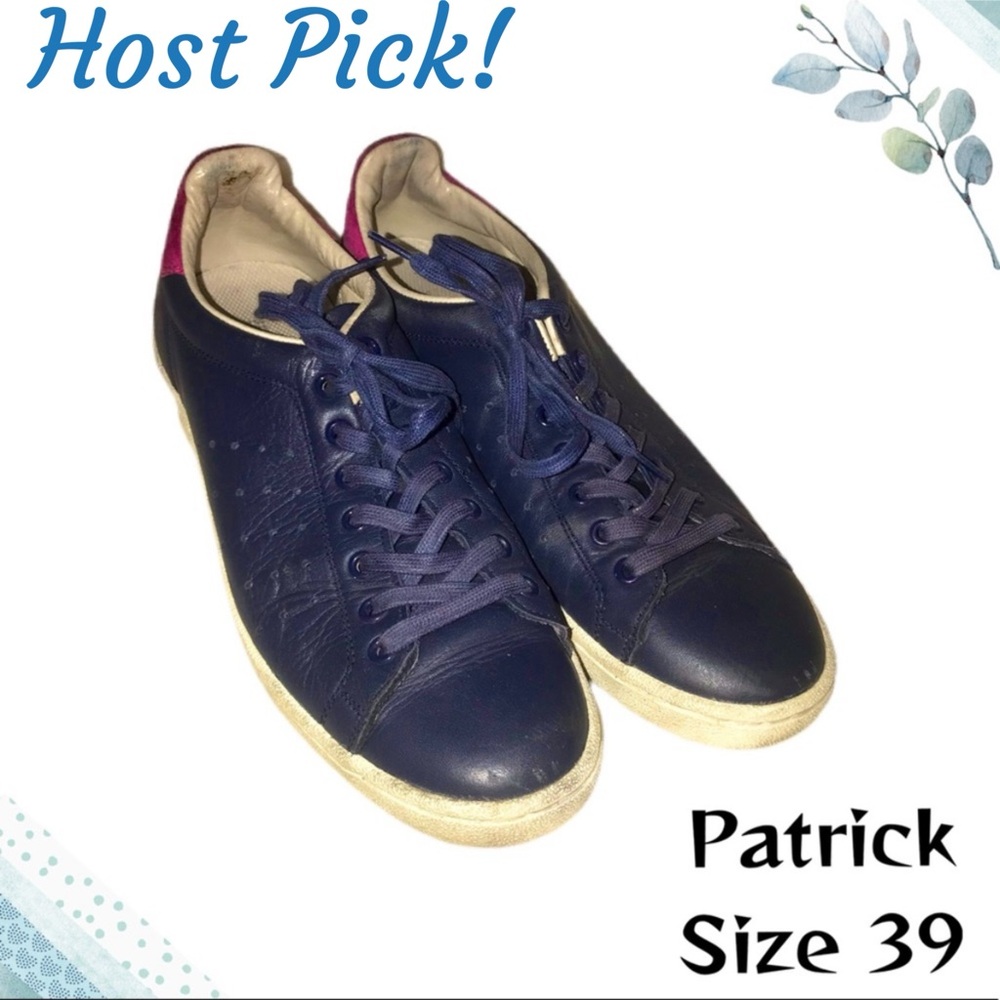 🎉 HP! Rare! PATRICK Navy Leather Sneakers - EUC!